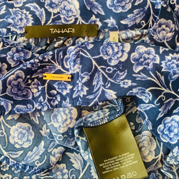 Tahari / Floral Blue White Long Sleeve - Picture 8 of 8